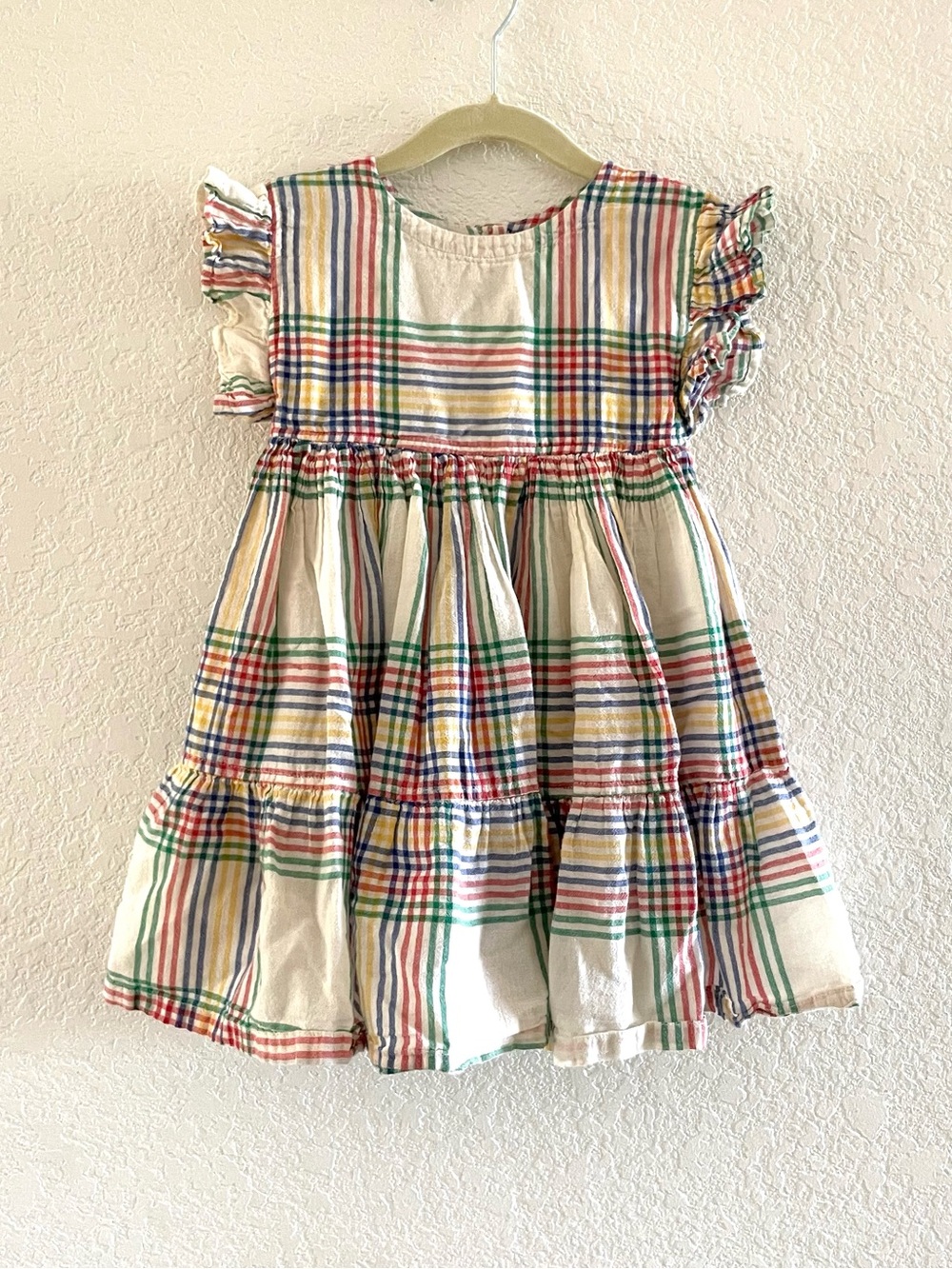 Pink Chicken Kit Dress, Colorful Plaid. Twirly Dress, Ruffles, 100% Cotton 3T